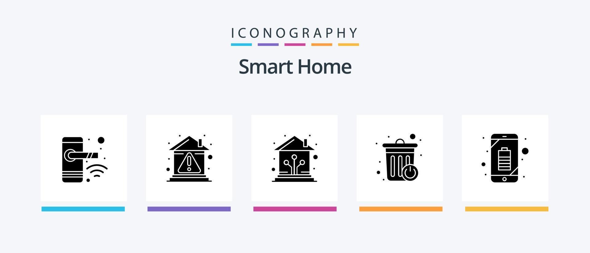 inteligente hogar glifo 5 5 icono paquete incluso móvil. reciclar compartimiento. propiedad. cesta. red. creativo íconos diseño vector