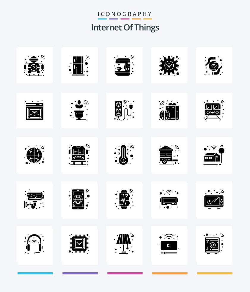 Creative Internet Of Things 25 Glyph Solid Black icon pack  Such As wifi. options. smart. gear. maker vector
