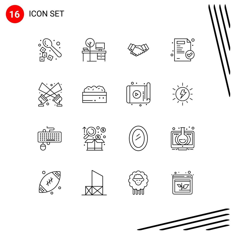 16 Universal Outline Signs Symbols of flashlight medical paper table medical business Editable Vector Design Elements