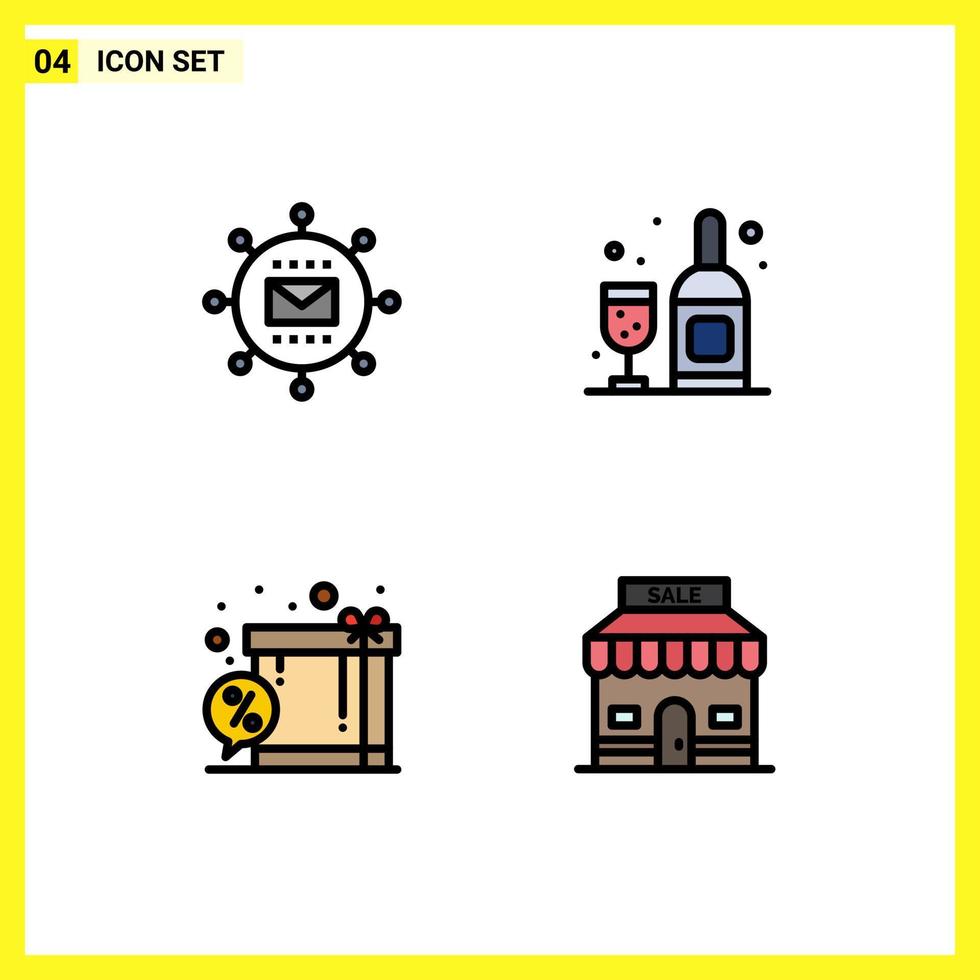 4 Creative Icons Modern Signs and Symbols of engine discount optimization bottle shopping Editable Vector Design Elements