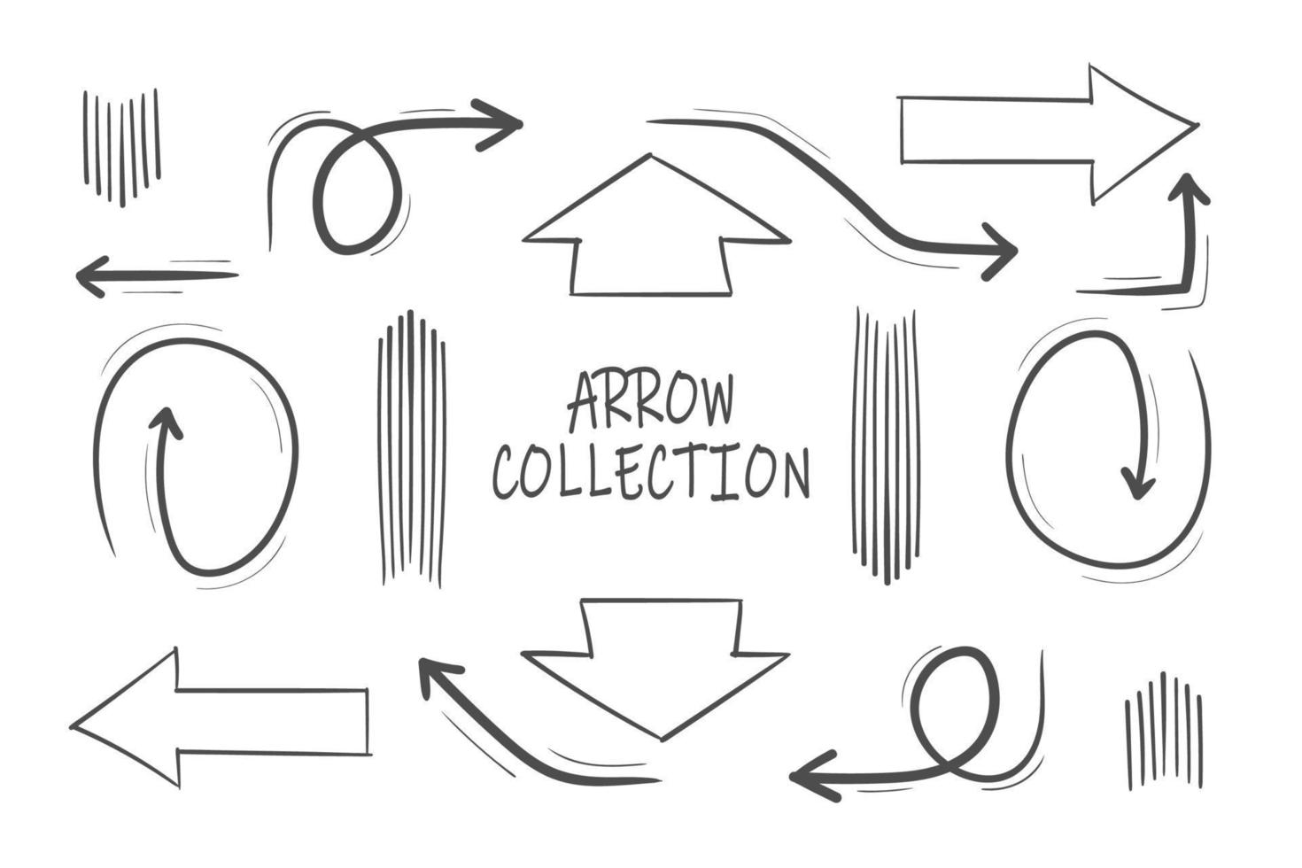 Doodle arrows. Hand Drawn arrows big set. Hand drawn pointing arrow. Vector illustration