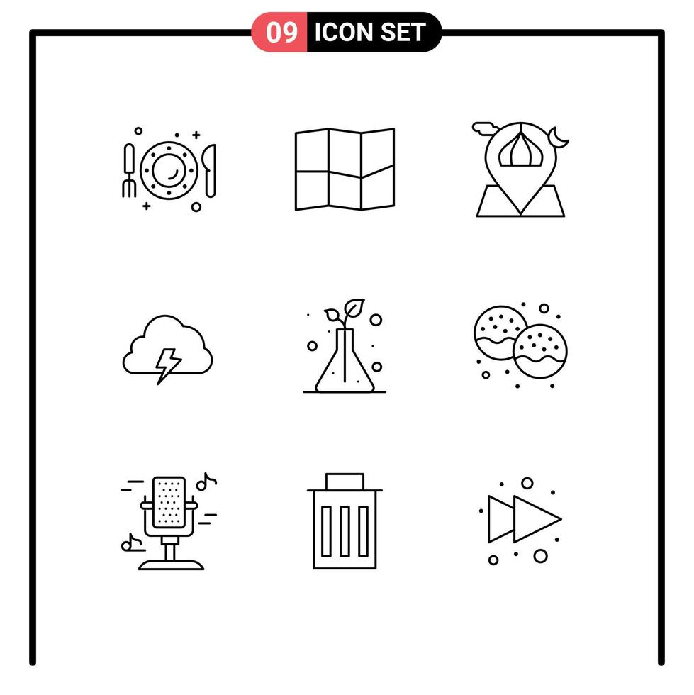 Modern Set of 9 Outlines and symbols such as science spring location nature power Editable Vector Design Elements