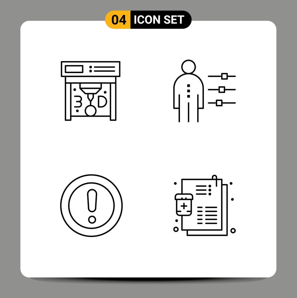 Modern Set of 4 Filledline Flat Colors and symbols such as printing info abilities person question Editable Vector Design Elements