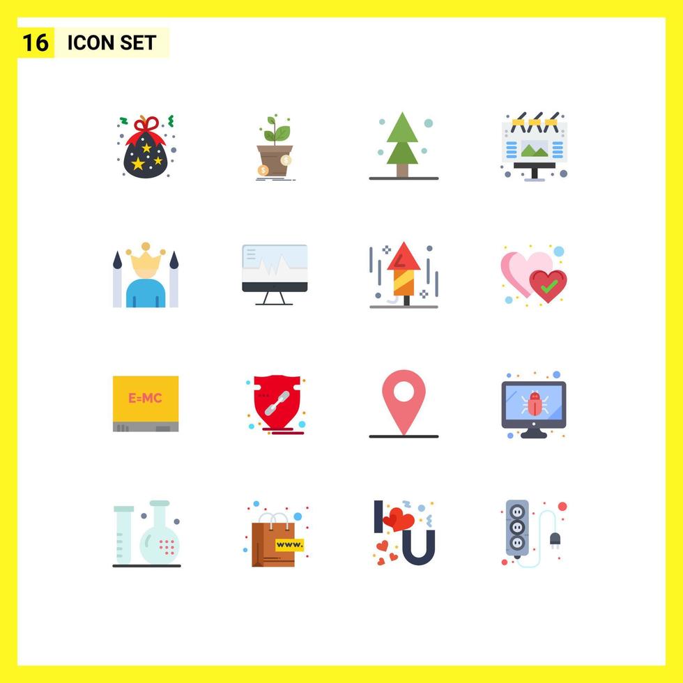 16 User Interface Flat Color Pack of modern Signs and Symbols of outdoor advertising profit ad spruce Editable Pack of Creative Vector Design Elements
