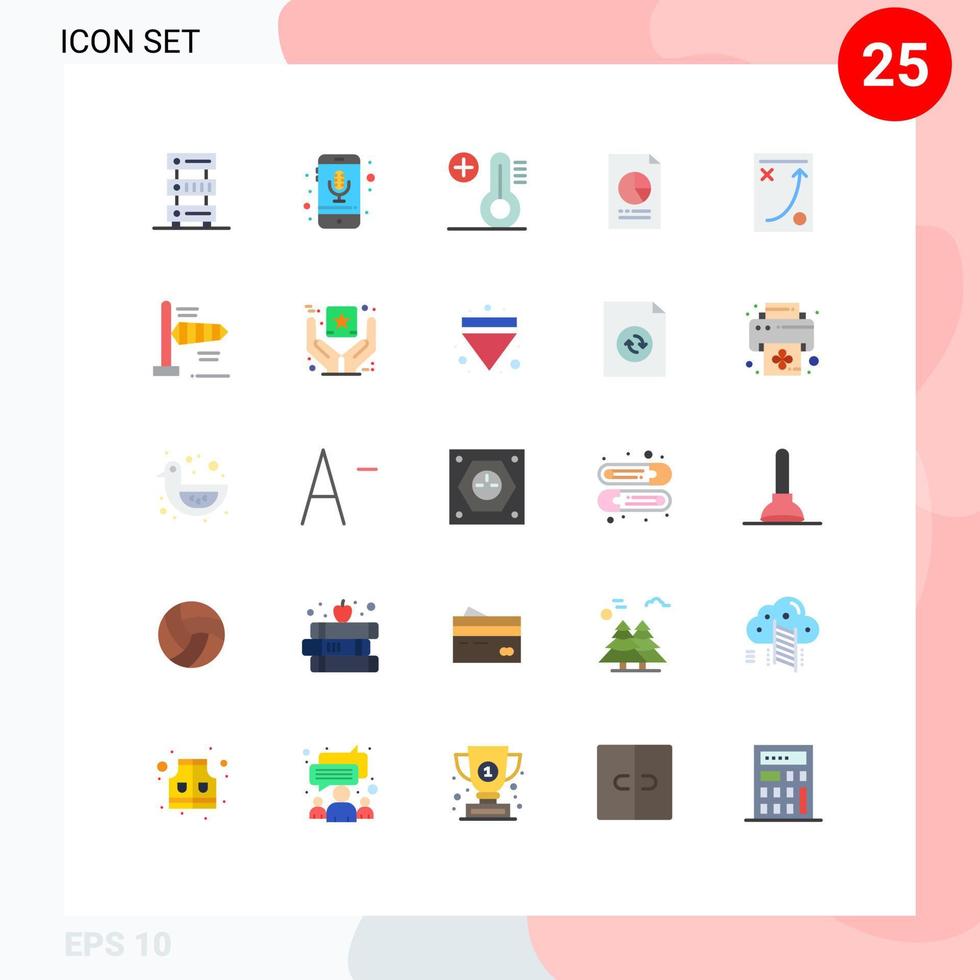 Set of 25 Modern UI Icons Symbols Signs for graph economy recording document temperature Editable Vector Design Elements