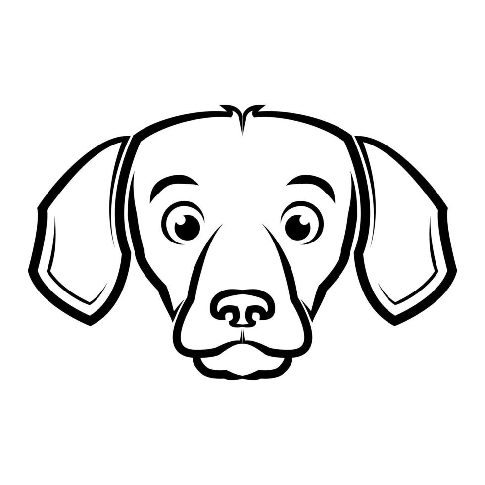 Black and white line art of dog head. Good use for symbol, mascot, icon, avatar, tattoo, T Shirt design, logo or any design vector