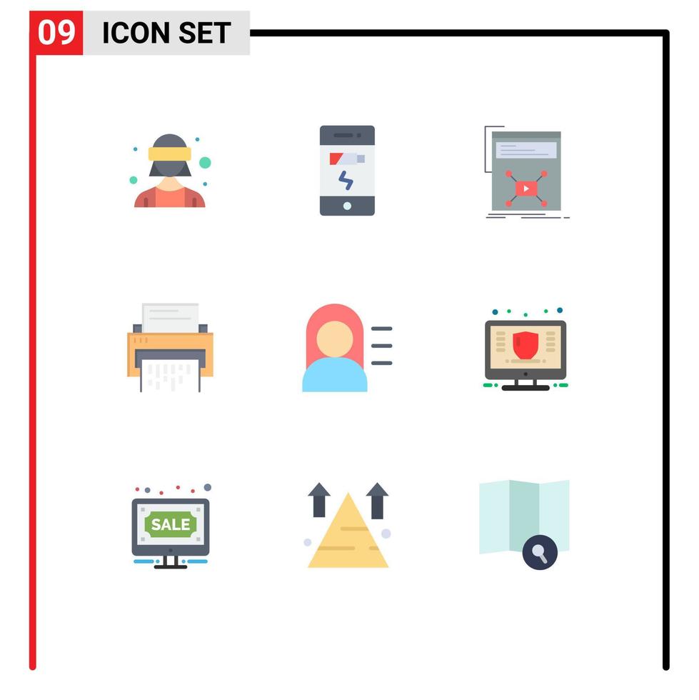 9 Universal Flat Color Signs Symbols of file delete marketing data website Editable Vector Design Elements