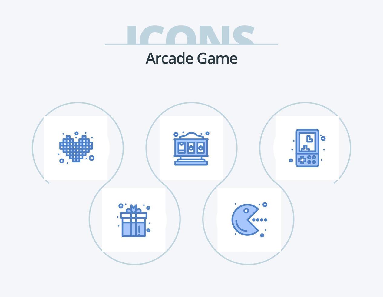 arcada azul icono paquete 5 5 icono diseño. divertida. jugar. jugar. juego. tetris vector