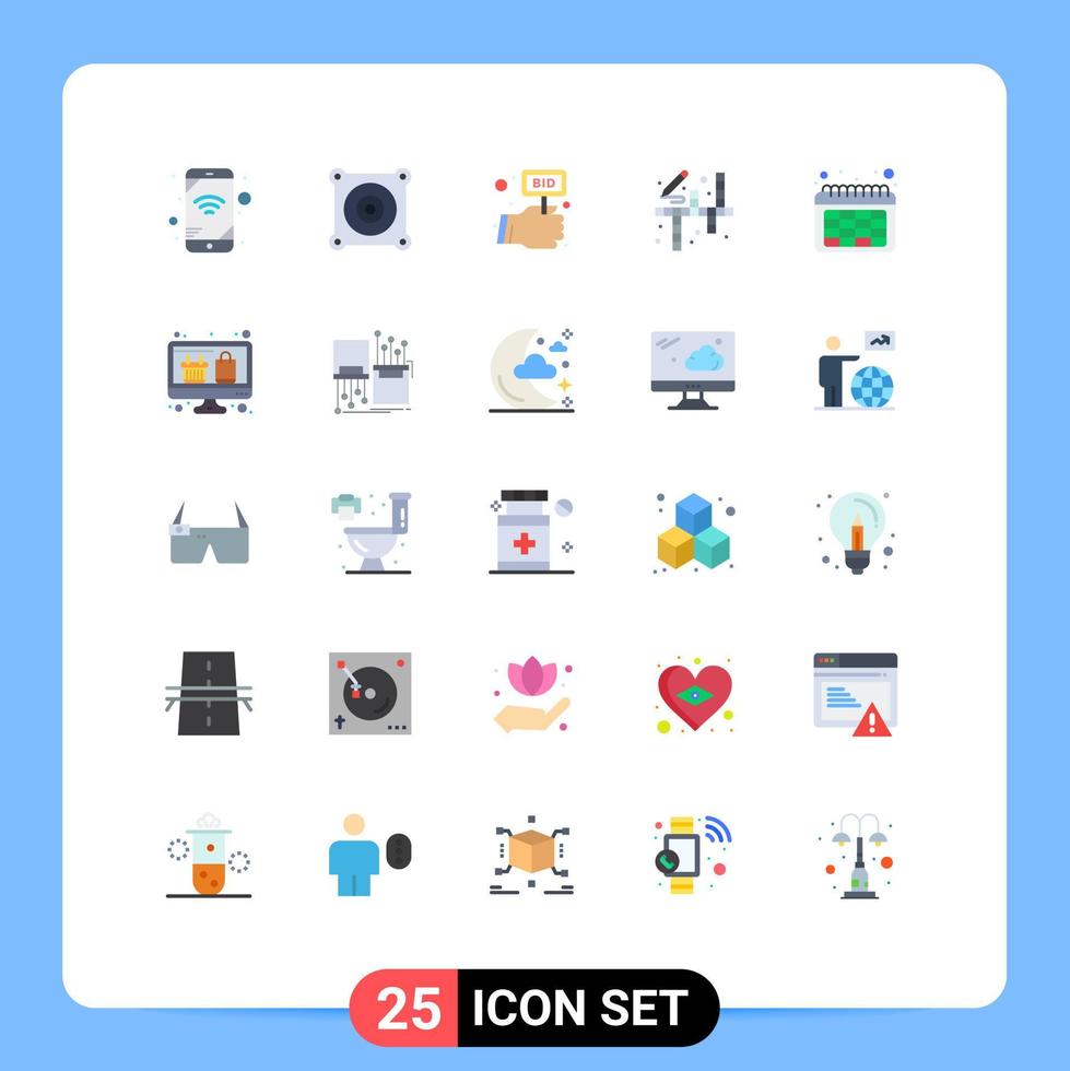 Universal Icon Symbols Group of 25 Modern Flat Colors of computer date label calendar hobbies Editable Vector Design Elements