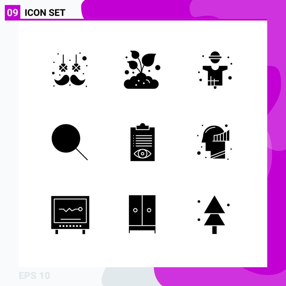 Universal Icon Symbols Group of 9 Modern Solid Glyphs of check basic agriculture research production Editable Vector Design Elements