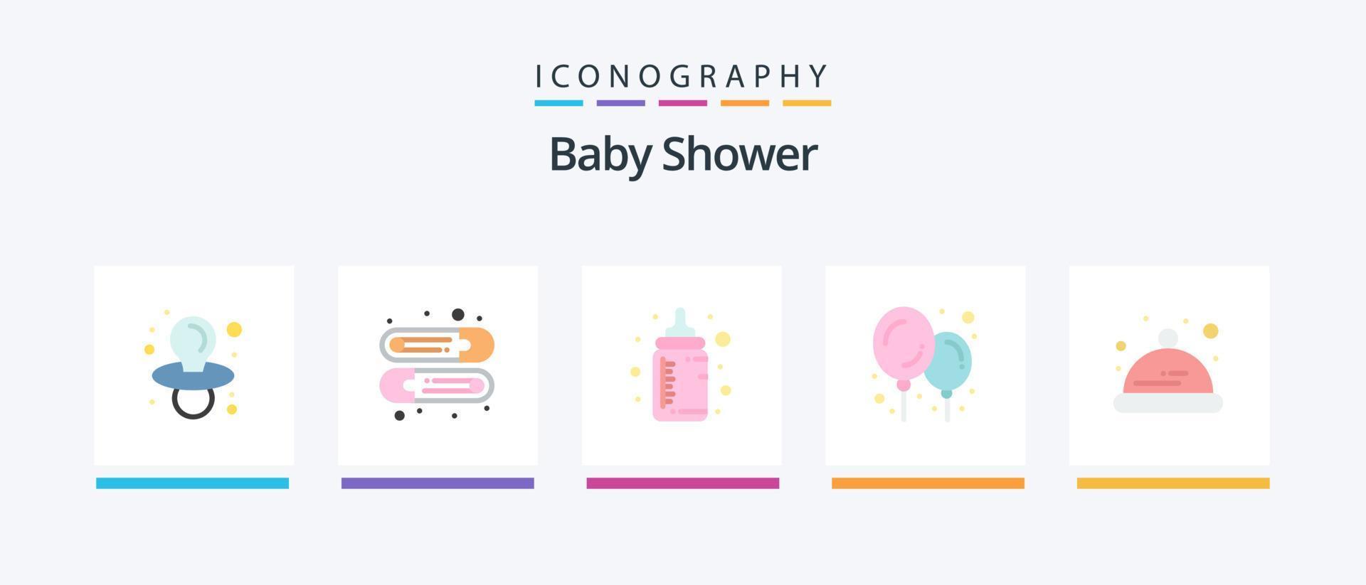 bebé ducha plano 5 5 icono paquete incluso . pezón. niño pequeño. bebé. creativo íconos diseño vector