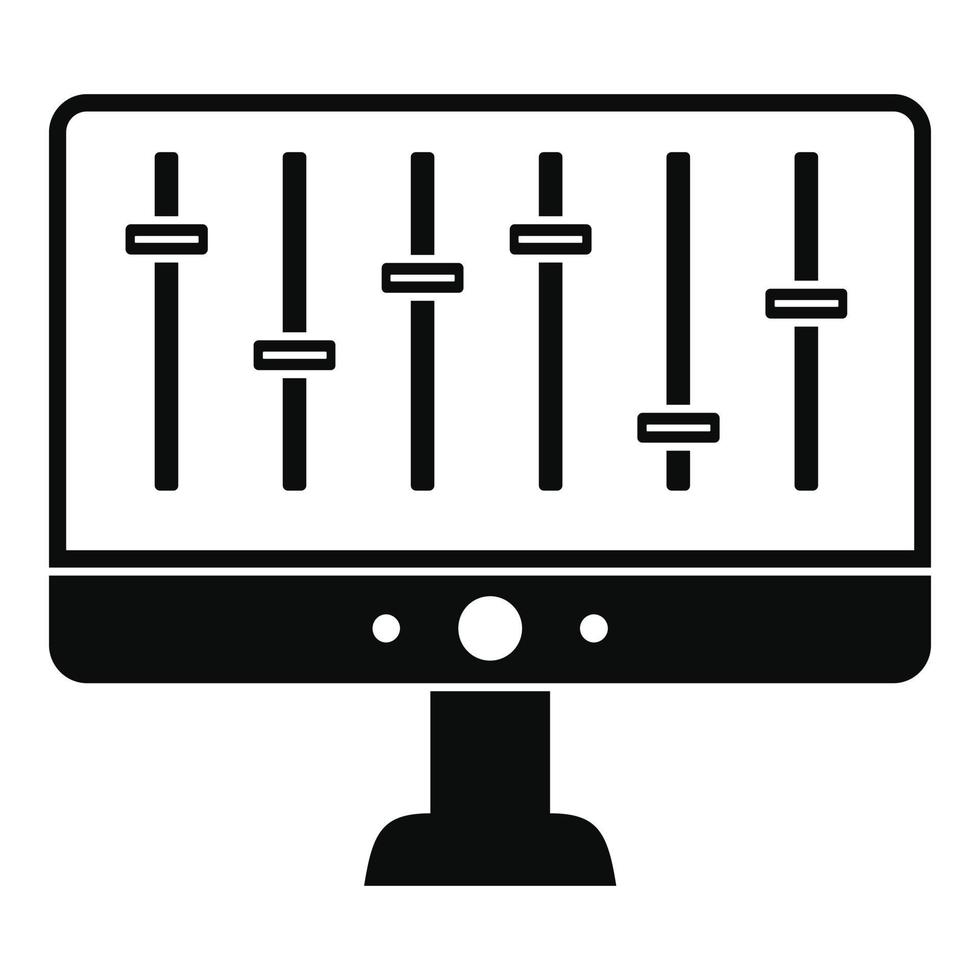 Equalizer monitor icon, simple style vector