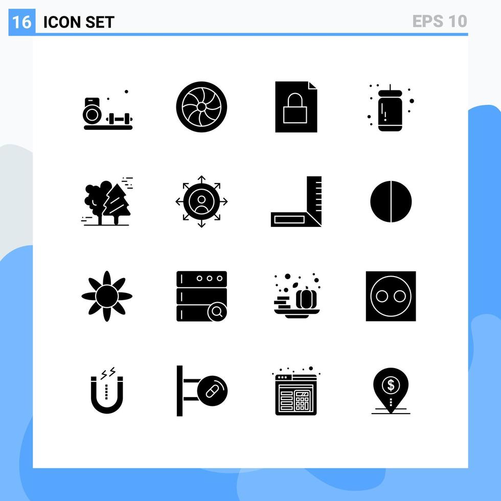 16 Universal Solid Glyphs Set for Web and Mobile Applications canada alpine document tomato ketchup sauce Editable Vector Design Elements