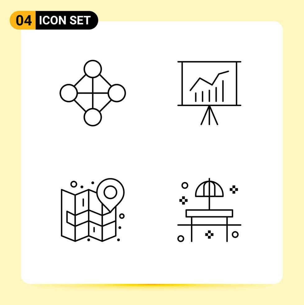 Group of 4 Modern Filledline Flat Colors Set for hierarchy mark lecture presentation plan Editable Vector Design Elements