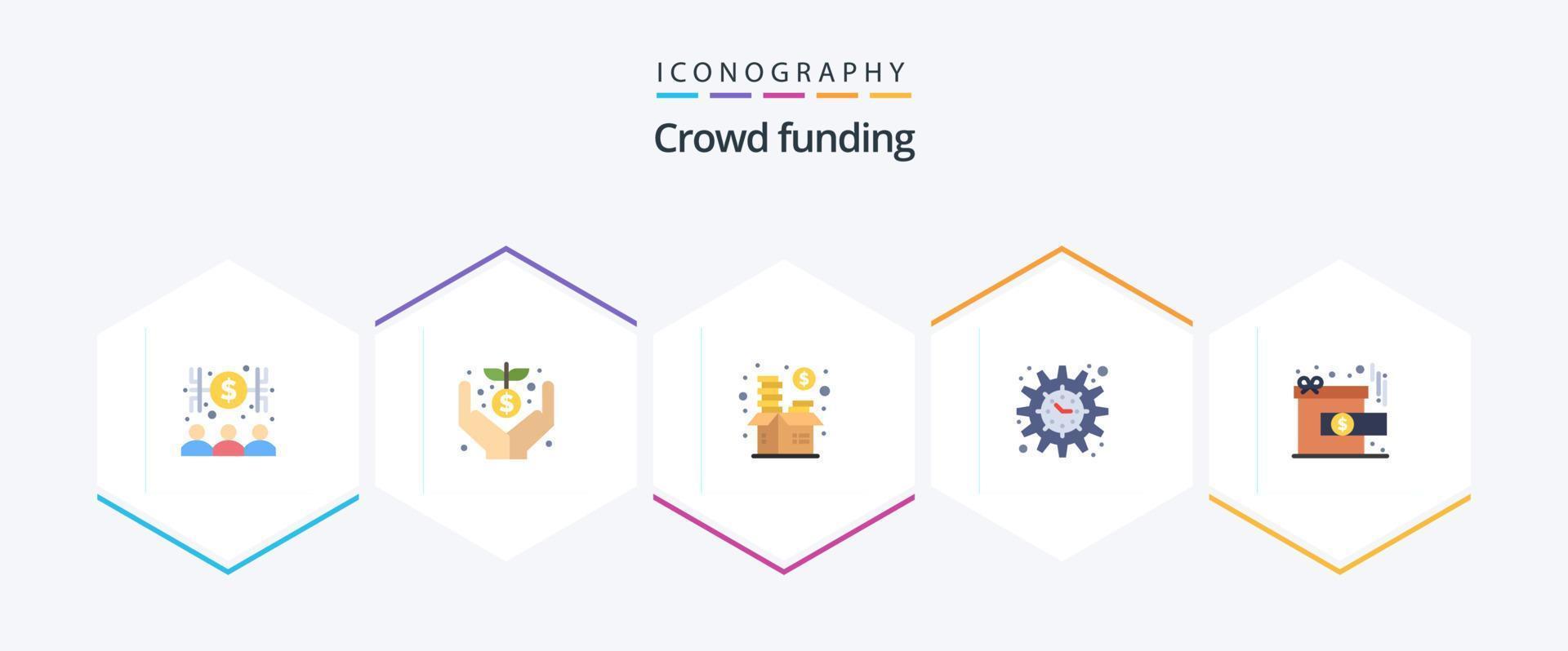 recaudación de fondos 25 plano icono paquete incluso logro. línea de tiempo fondos. proyecto. dinero vector