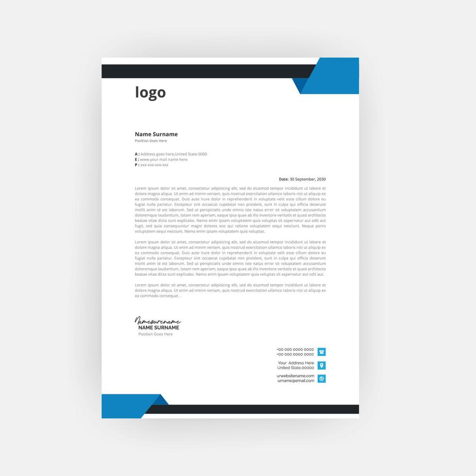 Business corporate Letterhead Template Design vector