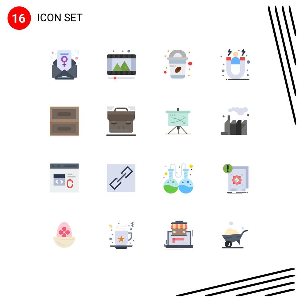 Set of 16 Modern UI Icons Symbols Signs for bag cabinet cup archive acquisition Editable Pack of Creative Vector Design Elements