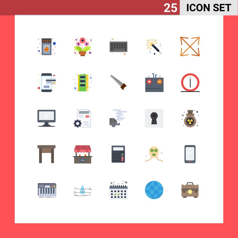 Universal Icon Symbols Group of 25 Modern Flat Colors of card scale barcode arrow studio Editable Vector Design Elements