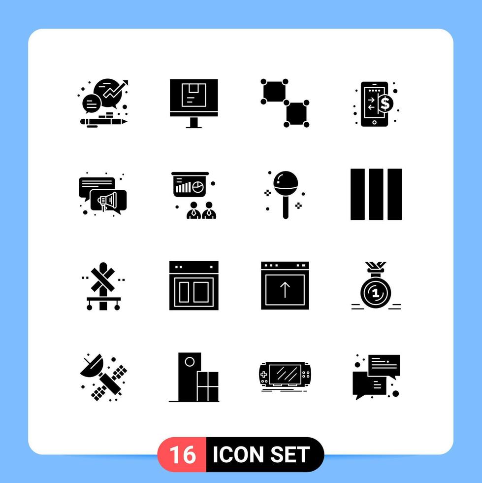 Set of 16 Modern UI Icons Symbols Signs for internet economy online business science Editable Vector Design Elements