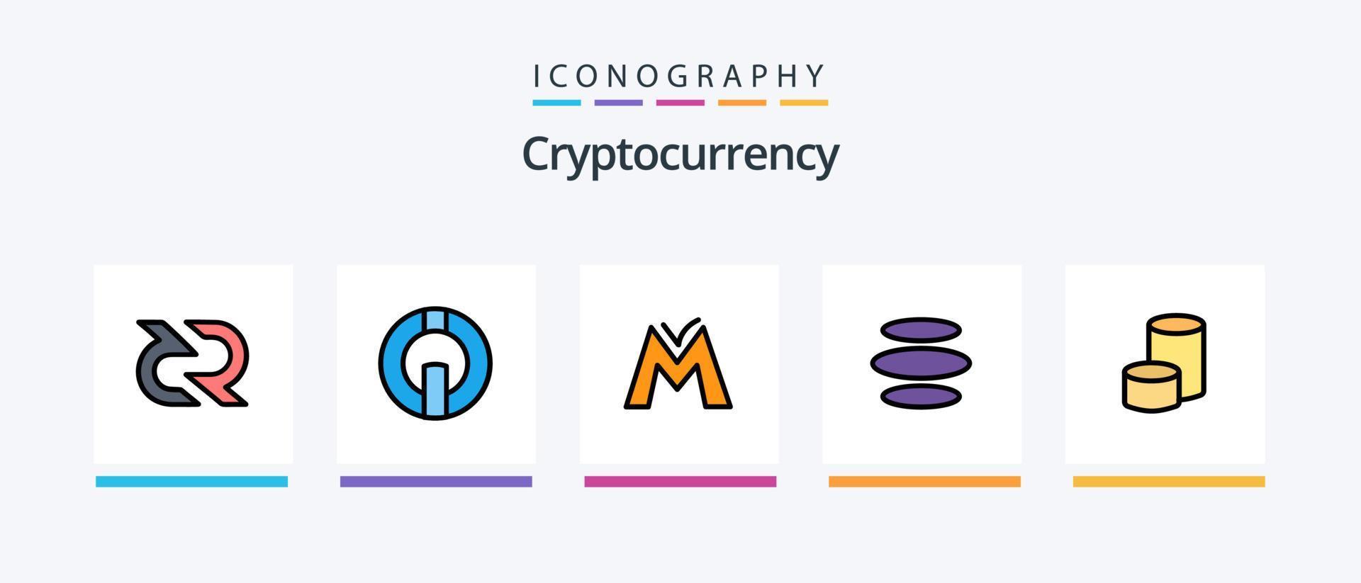 Cryptocurrency Line Filled 5 Icon Pack Including peer plays . plus. crypto . cryptocurrency . bitcoin. Creative Icons Design vector