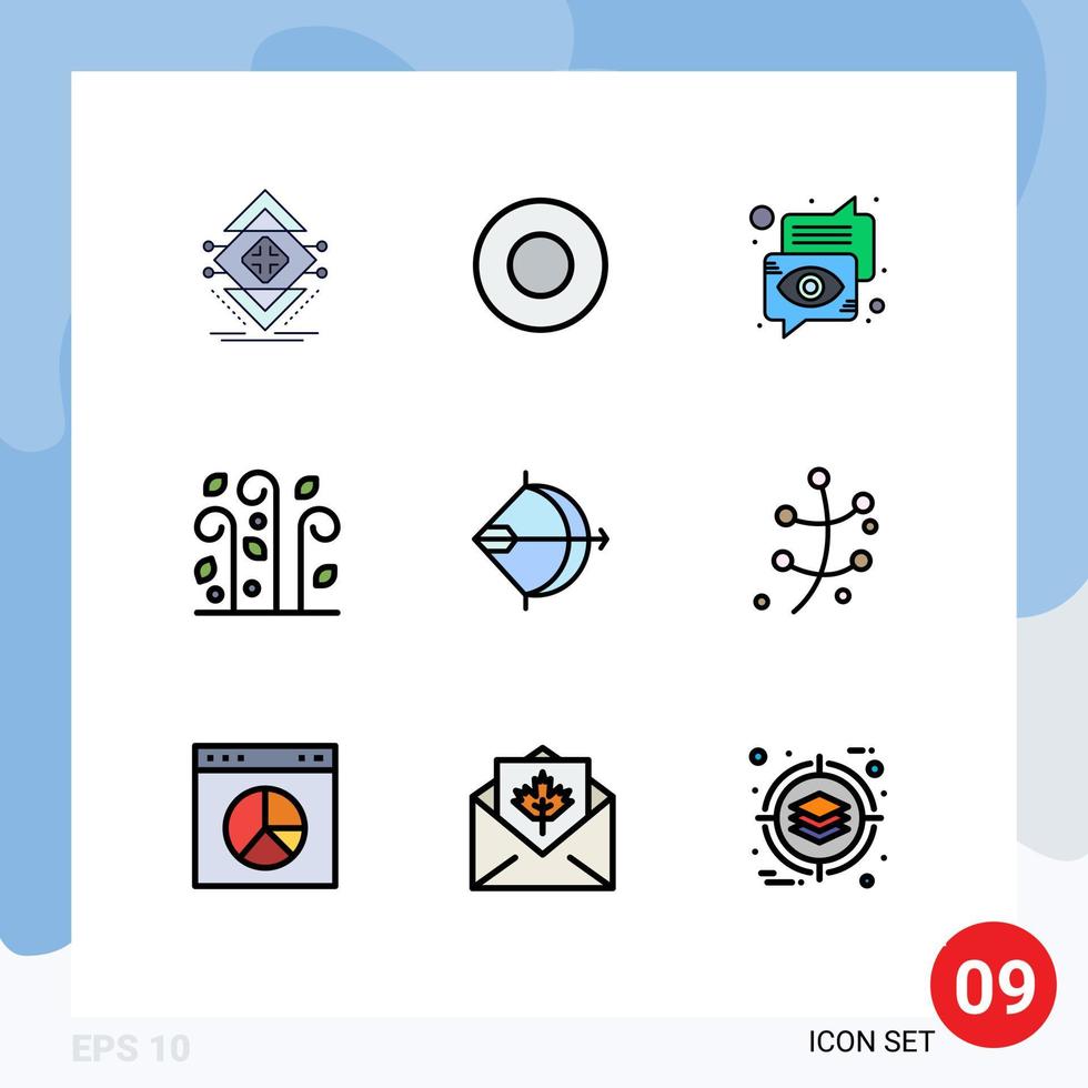 9 Filledline Flat Color concept for Websites Mobile and Apps aim thanksgiving bubble leaves speech Editable Vector Design Elements