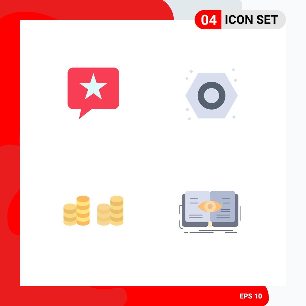 4 Creative Icons Modern Signs and Symbols of chat coins star plumber knowledge Editable Vector Design Elements