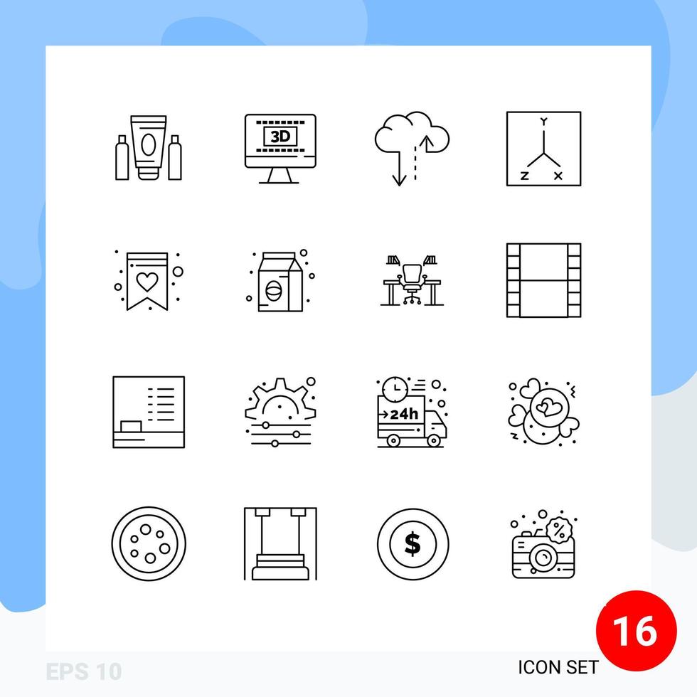 16 Creative Icons Modern Signs and Symbols of bean shopping list cloud favorite location Editable Vector Design Elements
