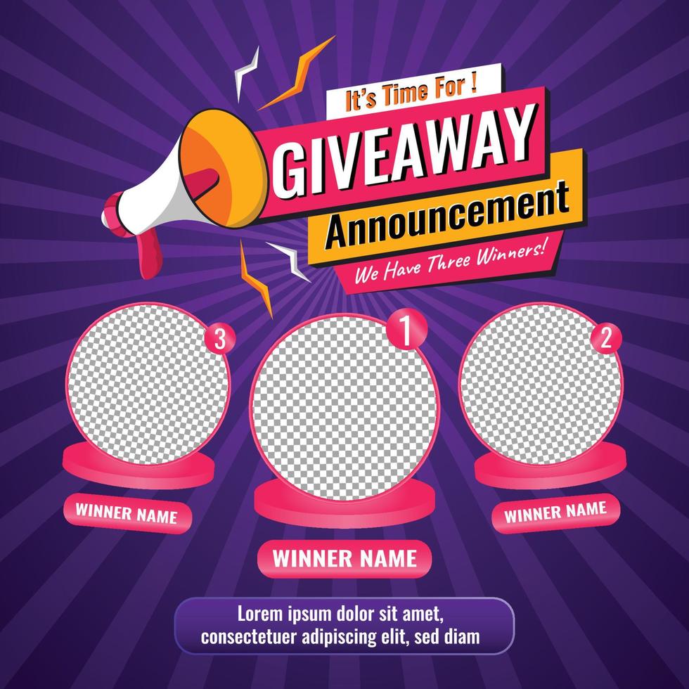 Giveaway quiz contest for social media feed. template giveaway prize win competition follow the steps below vector