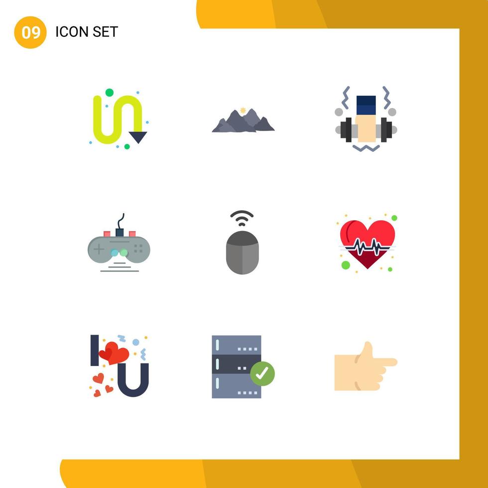 Flat Color Pack of 9 Universal Symbols of wifi game pad scene game controller controller Editable Vector Design Elements