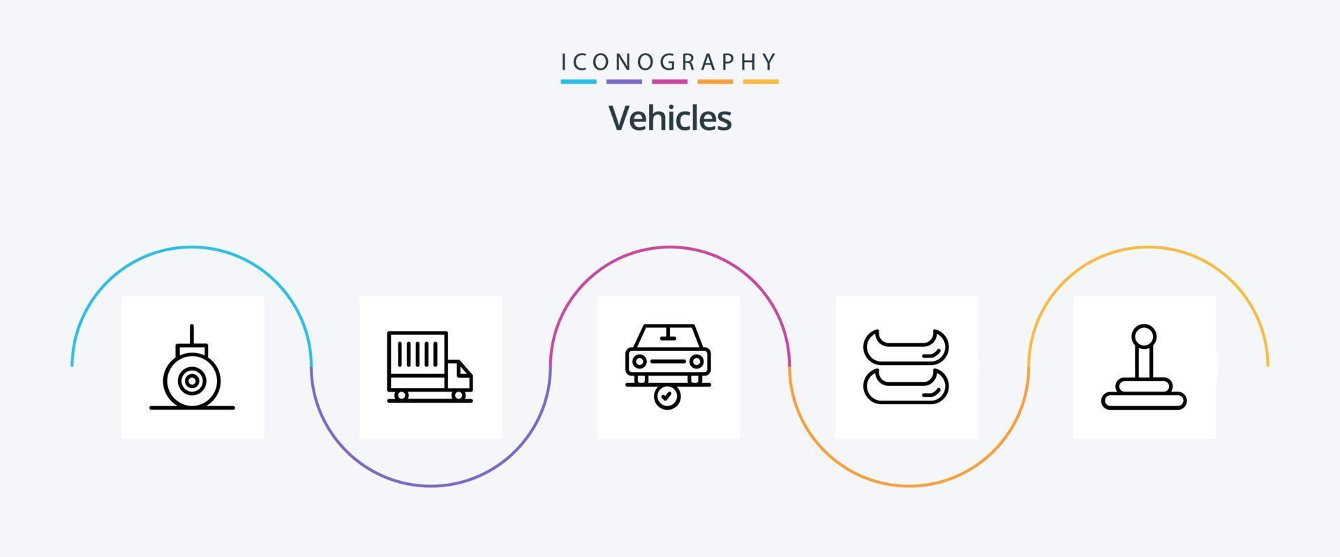 Vehicles Line 5 Icon Pack Including . complete. van. canoe vector