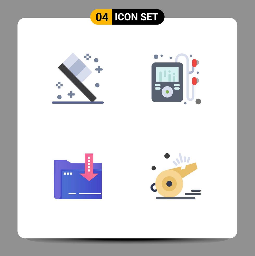 User Interface Pack of 4 Basic Flat Icons of toothbrush arrow multimedia folder coach Editable Vector Design Elements