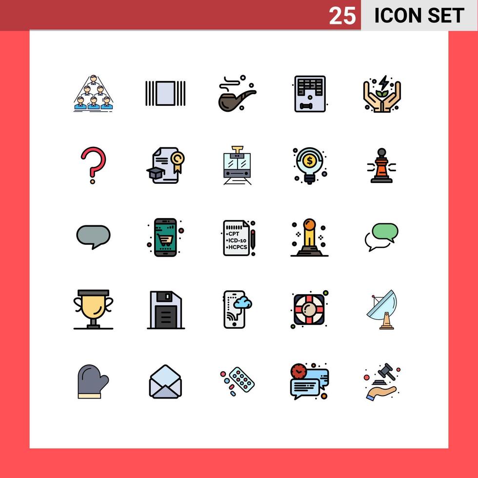 Stock Vector Icon Pack of 25 Line Signs and Symbols for energy play cigar game arkanoid Editable Vector Design Elements