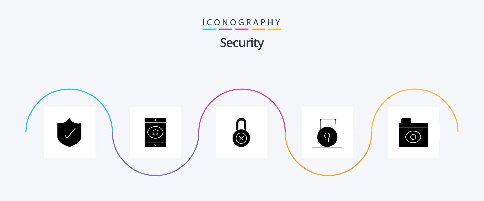 Security Glyph 5 Icon Pack Including . folder. protection. eye. security vector