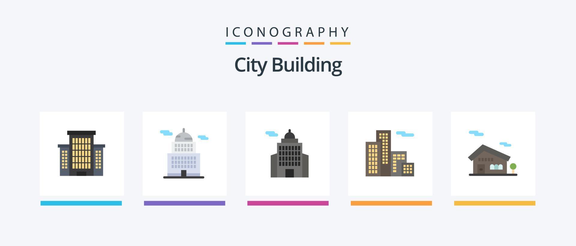 City Building Flat 5 Icon Pack Including . building. house. Creative Icons Design vector