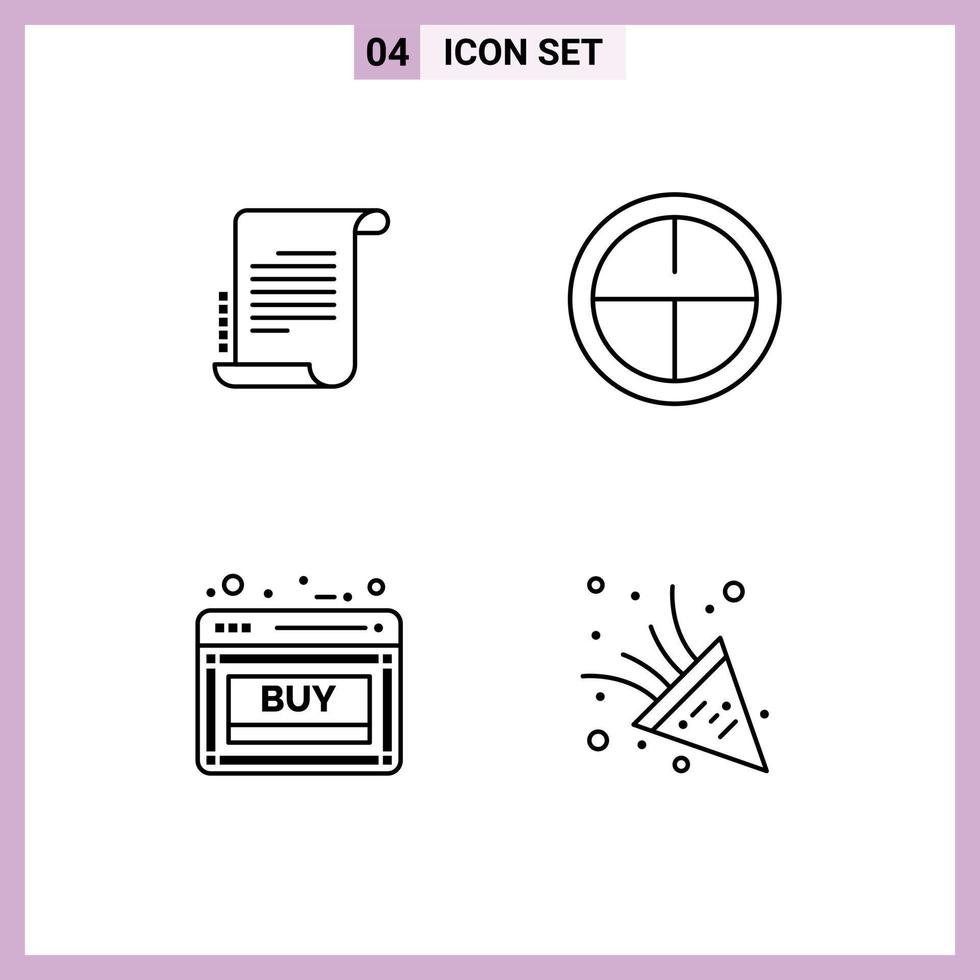 Group of 4 Modern Filledline Flat Colors Set for decree online screenplay military web Editable Vector Design Elements