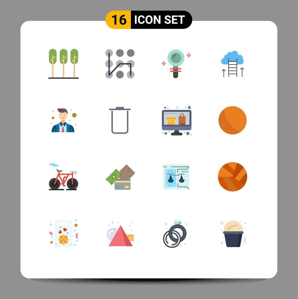 16 Universal Flat Colors Set for Web and Mobile Applications officer success search dream career path Editable Pack of Creative Vector Design Elements