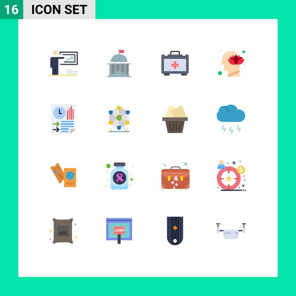 Set of 16 Modern UI Icons Symbols Signs for mind human ireland head motivation Editable Pack of Creative Vector Design Elements