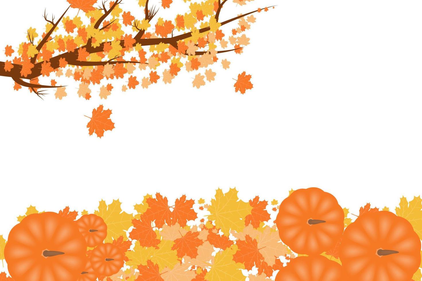 Happy Thanksgiving Day border with maple Leaves,branches sunflower. Background full of branches and hanging maple Leaves. suitable for background, banner,poster,greeting card,text lettering copyspace. vector