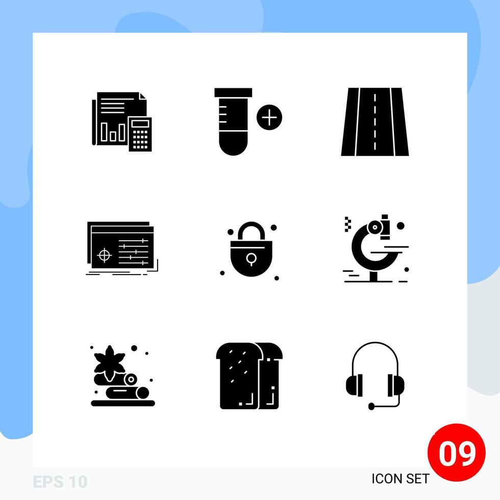 Modern Set of 9 Solid Glyphs Pictograph of settings object add file road Editable Vector Design Elements