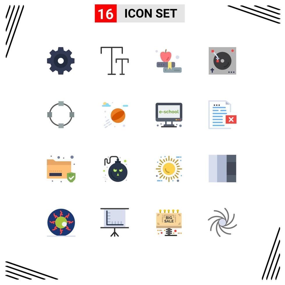 Group of 16 Flat Colors Signs and Symbols for water points education path sound Editable Pack of Creative Vector Design Elements