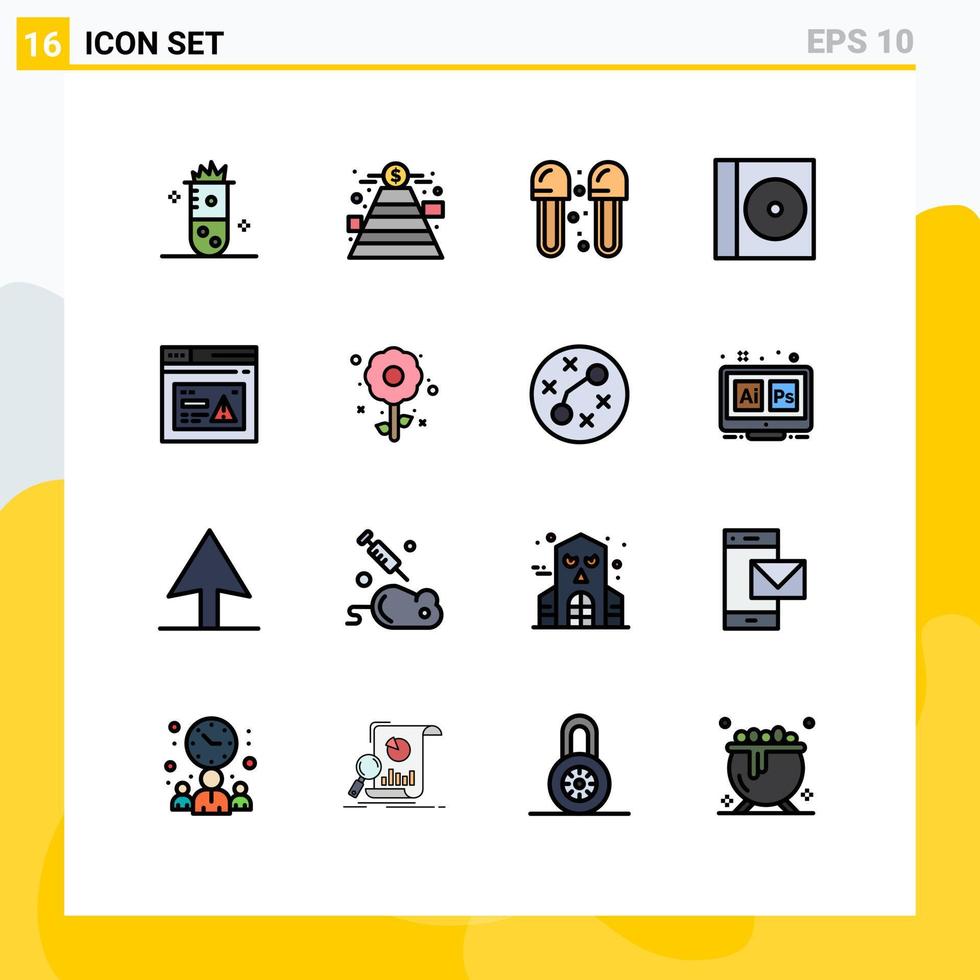 Set of 16 Modern UI Icons Symbols Signs for internet compact money case shower Editable Creative Vector Design Elements