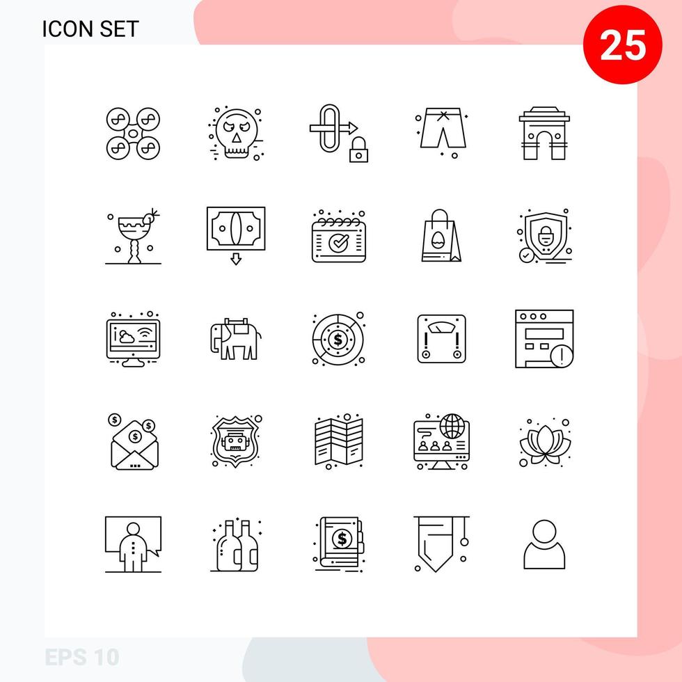 25 Universal Line Signs Symbols of india global gateway culture pants Editable Vector Design Elements