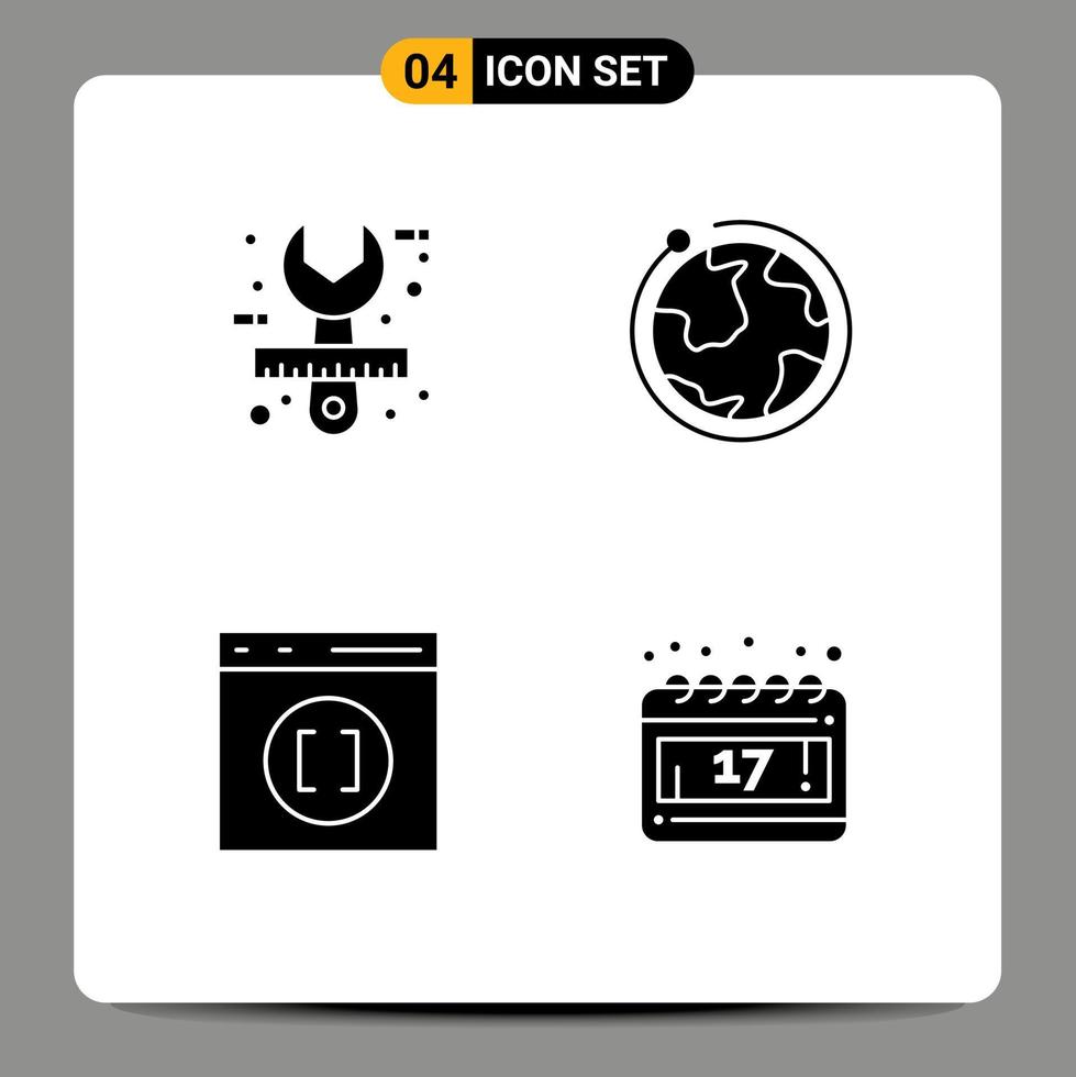 Stock Vector Icon Pack of 4 Line Signs and Symbols for architect browser stationery world develop Editable Vector Design Elements