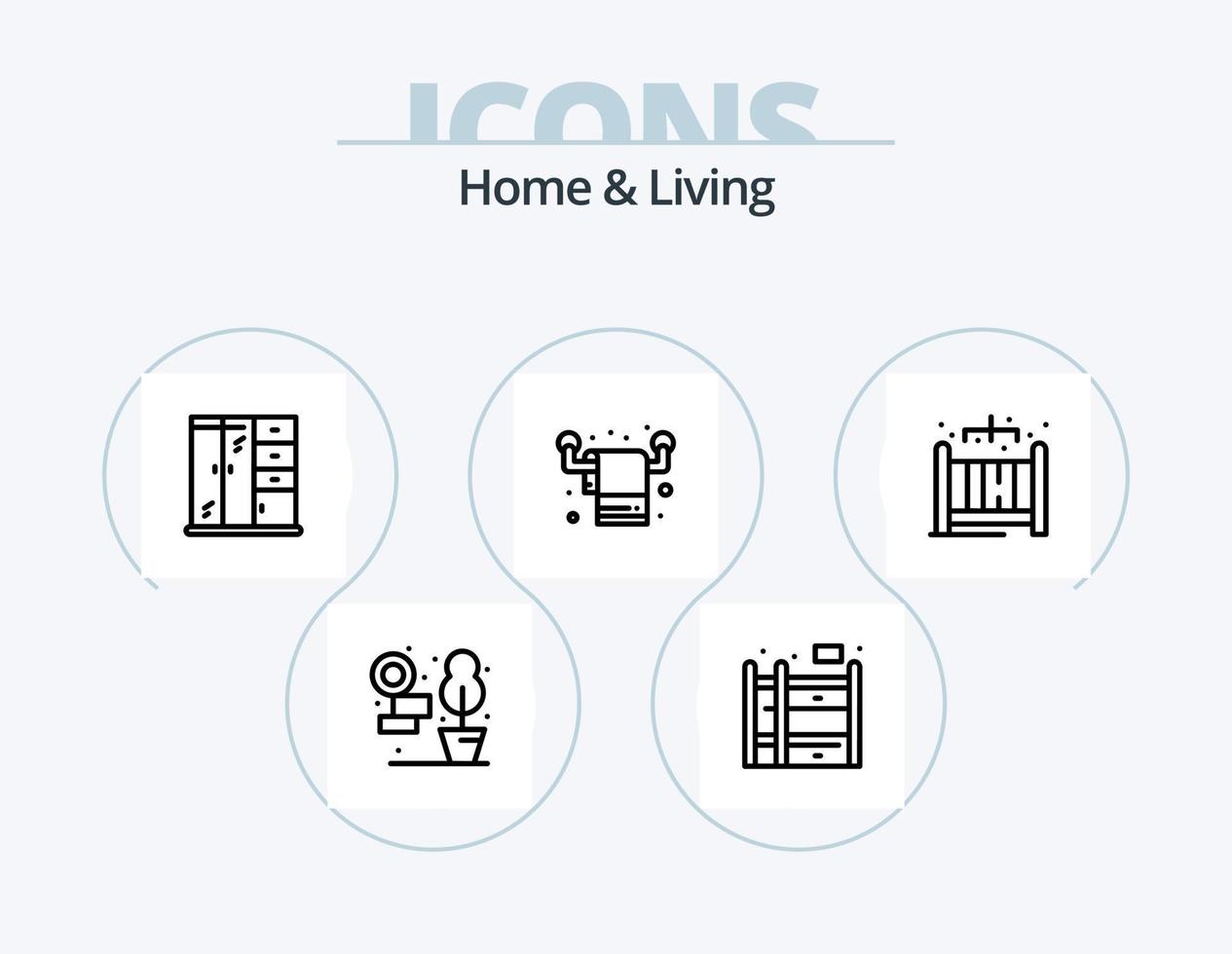 hogar y vivo línea icono paquete 5 5 icono diseño. . ducha. viviendo. viviendo. gabinete vector