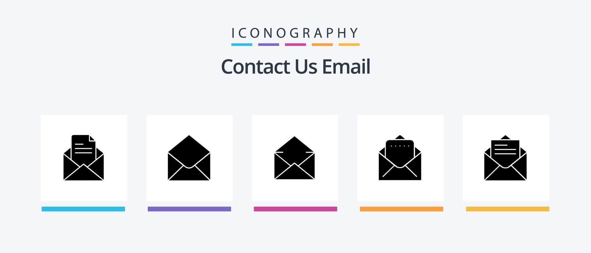 Email Glyph 5 Icon Pack Including text. mail. email. email. document. Creative Icons Design vector