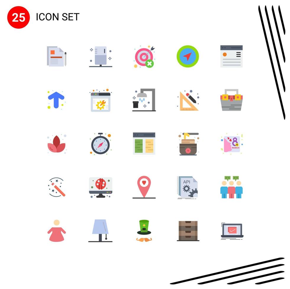 User Interface Pack of 25 Basic Flat Colors of pointer location form wrong mistake Editable Vector Design Elements