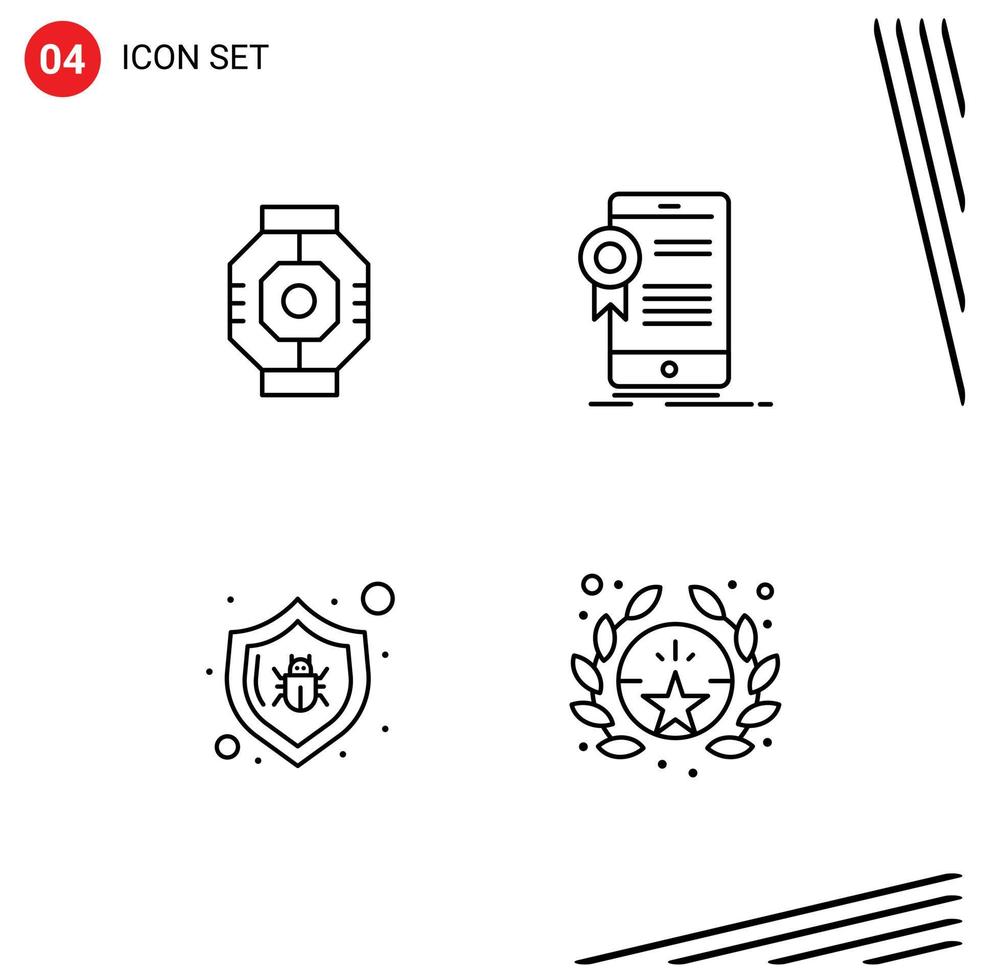 4 Creative Icons Modern Signs and Symbols of airlock approval module certification bug Editable Vector Design Elements