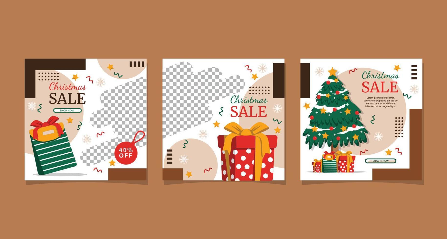 Christmas Sale Discount Social Media Promotion Design vector