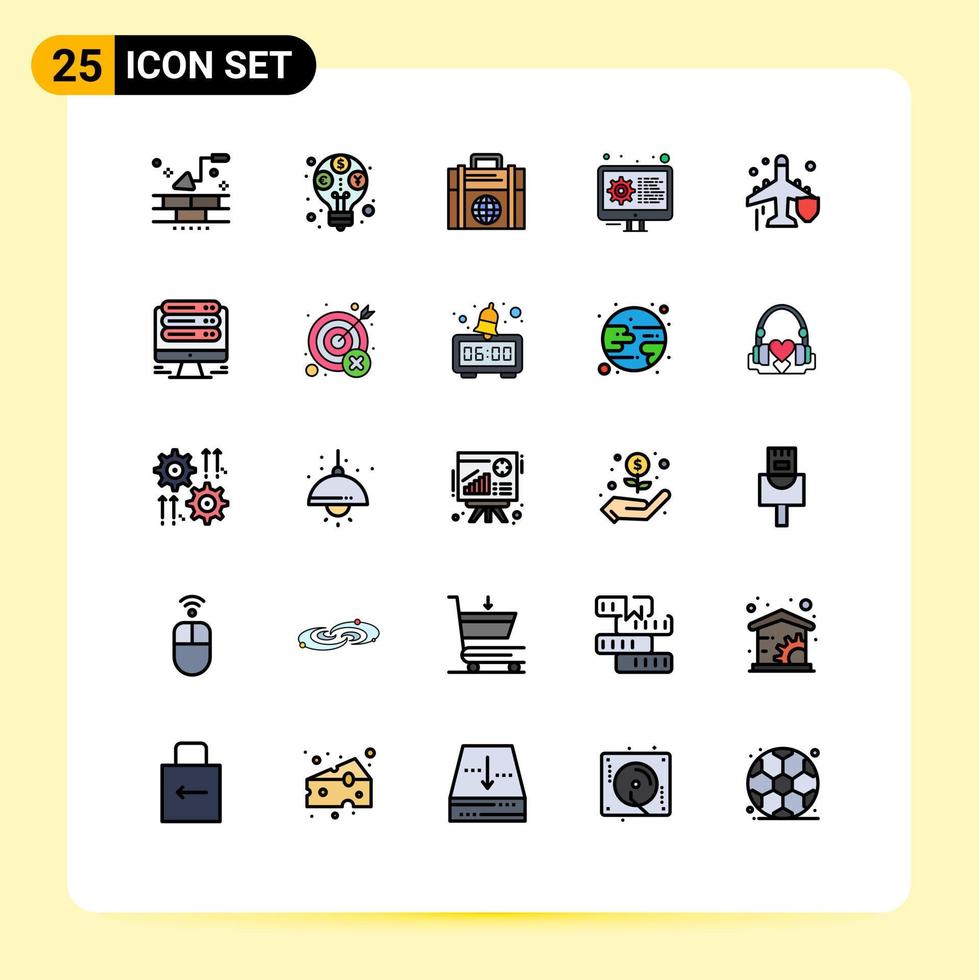 Set of 25 Modern UI Icons Symbols Signs for insurance settings business gear coding Editable Vector Design Elements