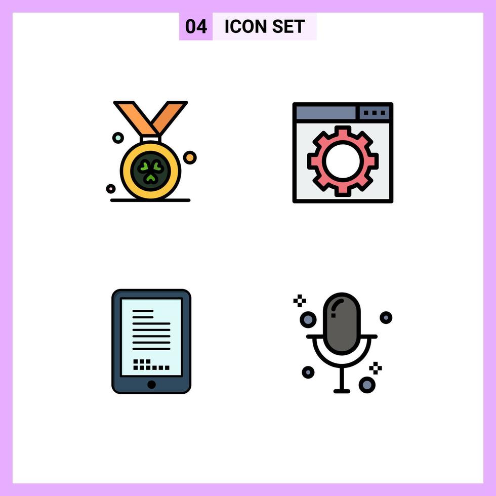 Universal Icon Symbols Group of 4 Modern Filledline Flat Colors of award cell optimization mobile media Editable Vector Design Elements